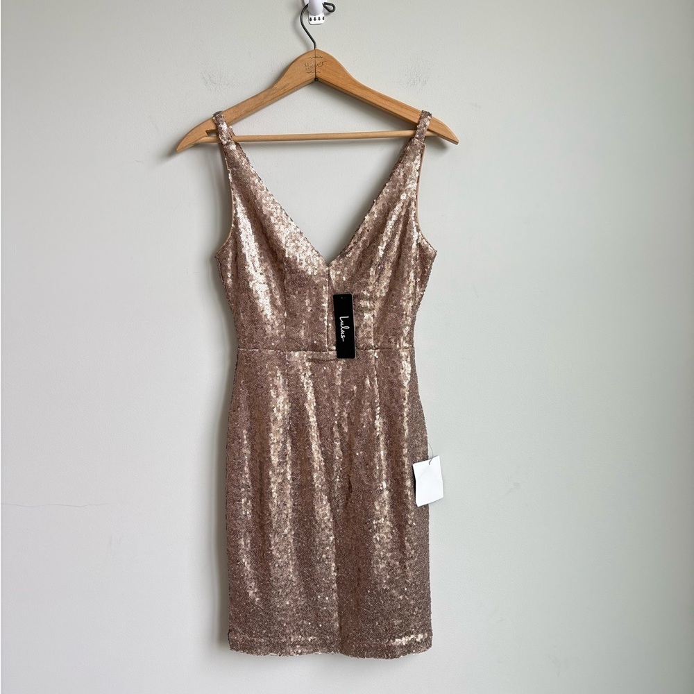 Lulus Exclusive Champagne Showers Matte Sequin Bodycon Mini Dress XS NWT - Picture 4 of 7